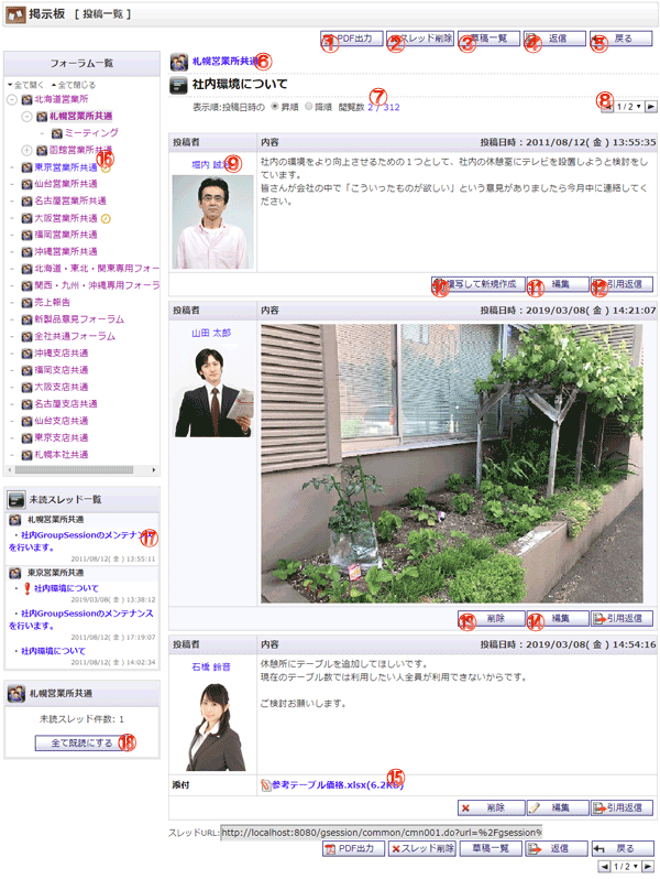 掲示板 投稿一覧 機能詳細