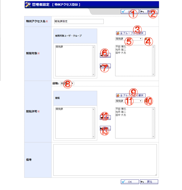 特例アクセス登録 機能詳細