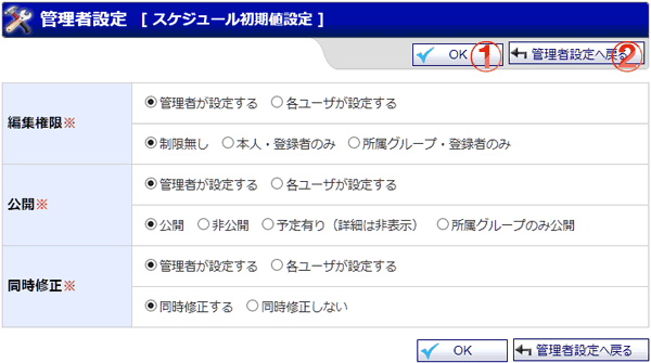 スケジュール初期値設定 機能詳細
