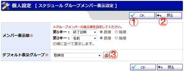 スケジュールデータ スケジュールグループメンバー表示設定 機能詳細